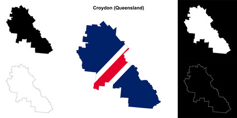 Croydon blank outline map set