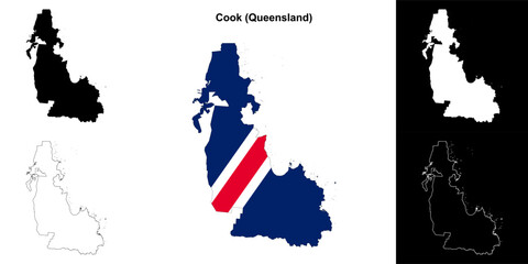 Fototapeta premium Cook blank outline map set