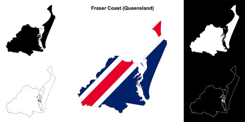Fraser Coast blank outline map set - obrazy, fototapety, plakaty
