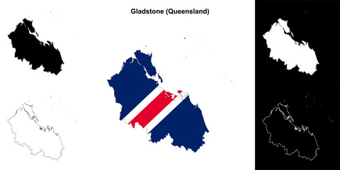 Fototapeta premium Gladstone blank outline map set