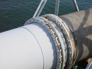 large Steel pipe with bolted joint for transporting fluids and gases