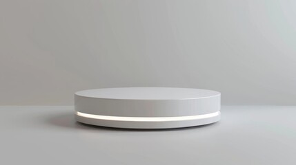 Simple and clean round white podium for showcasing small electronic devices, isolated backdrop
