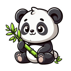 panda and bamboo vector cartoon illustration isolated on transparent background - Generative AI