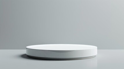 Modern white circular podium for highlighting products, sleek isolated background