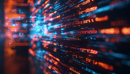 Ethereal code stream in a dark cyberspace, perfect for illustrating software coding workshops or developer bootcamps