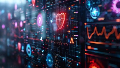 Digital health monitoring dashboard, ideal for healthcare technology solutions or wellness app backgrounds