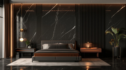 A Luxurious Black Marble Bedroom
