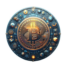 bitcoin sign vector cartoon illustration isolated on transparent background - Generative AI