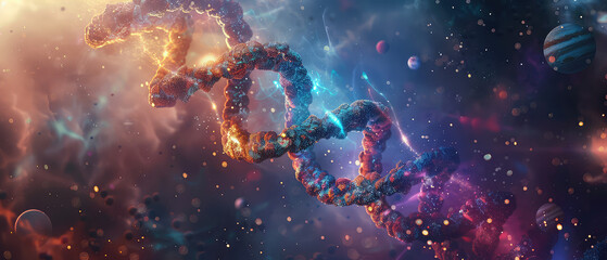 Cosmic DNA helix in a celestial space setting