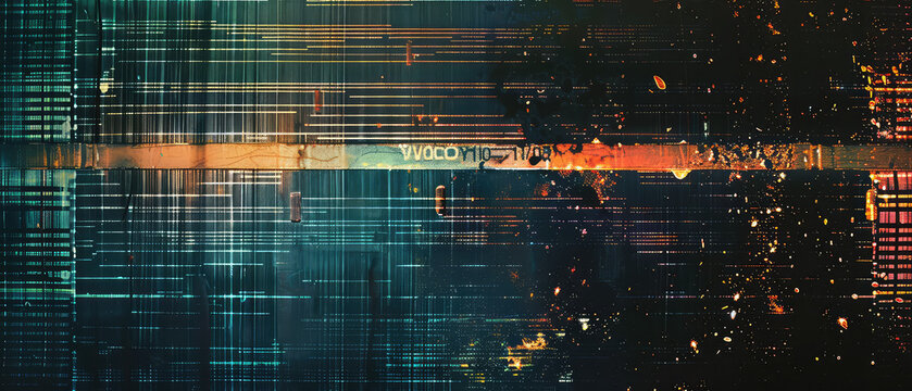 Abstract digital glitch art with vibrant colors