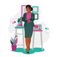 business-woman-standing-at-workplace-illustration