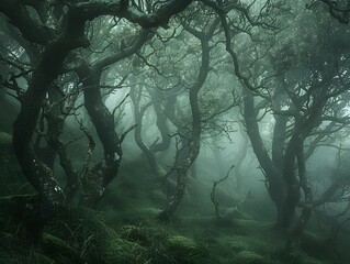 Misty Forest Enveloped in Mystery