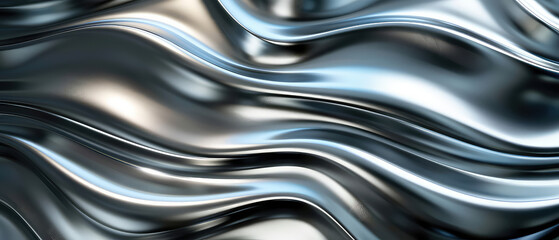 Shiny wavy silver pattern close-up