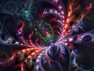 Obraz premium Abstract Fractal Design with Intricate Symmetry and Asymmetry