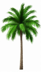 Obraz premium Lush Green Palm Tree on White Background: Tropical Foliage with Vibrant Greenery for Exotic Nature Concepts and Relaxation