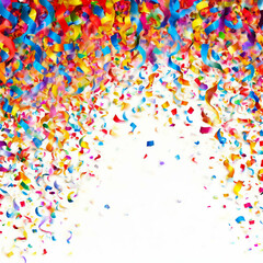 Fototapeta premium Colorful Confetti, Stars, and Ribbons Illustration: Festive Template Design with Flying Elements