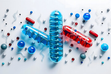3d rendering of a medical symbol made of pills and capsules on white background