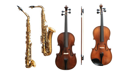 Musical Instrument such as a Guitar or Saxophone on transparent background
