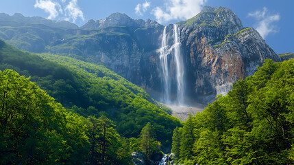 Waterfall in the mountains of the Caucasus. Abkhazia