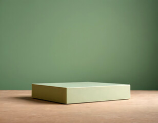 Background for product presentation - olive podium on a green background.