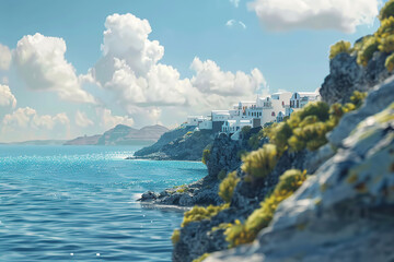 Beautiful view of Santorini island, fantastic landscape