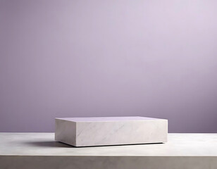 Background for product presentation - rectangular grey podium on a lavender background.