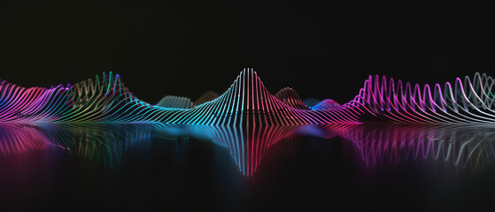 Abstract neon light patterns with a black background