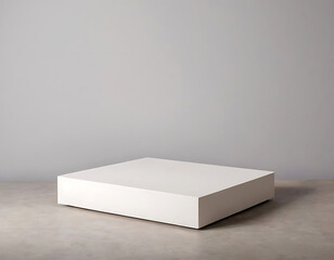 Background for product presentation - rectangular white podium on a grey background.