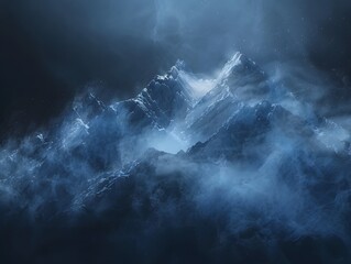 Magical Dust Mountains Abstract Blue Shape