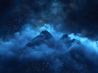 Magical Dust Mountains Abstract Blue Shape