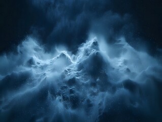 Obraz premium Magical Dust Mountains Abstract Blue Shape