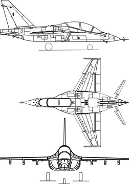 Yakolev Yak-130D 3-view-svg vector file.svg