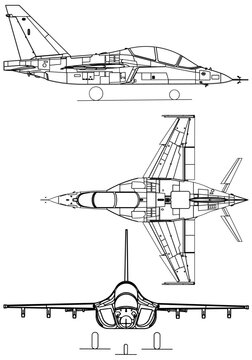 Yakolev Yak-130D 3-view-svg vector file