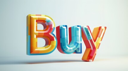 The word Buy created in 3D Typography.