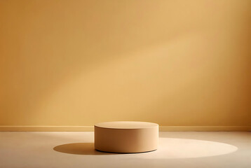 Display showcase - beige podium on a beige background.