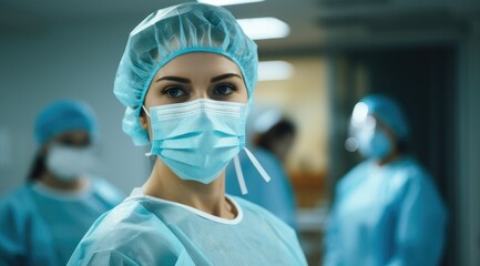 Focused Medical Professional in Surgical Attire