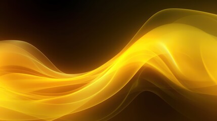 Yellow energy wave with dark background. Golden metallic wave band