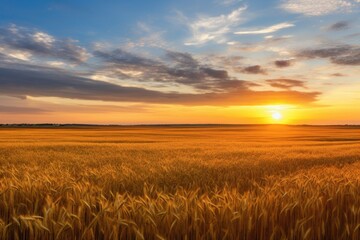 Obraz premium Breathtaking Sunset Over Golden Wheat Field