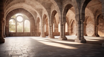 Fototapeta premium Majestic Arched Hallway with Sunlight