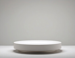 Empty pedestal for market offerings - white round podium on a white background.