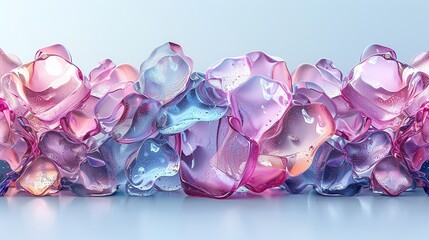 3D render, abstract background with blue and pink glass shapes on a white background, in the style of unknown artist