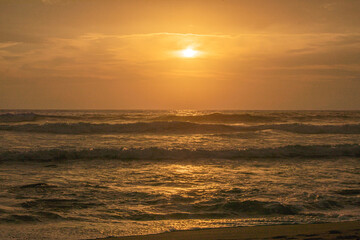 Sunset in the pacific ocean in Lima Peru