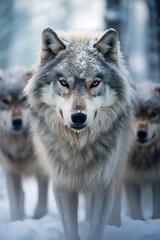 Obraz premium Majestic Gray Wolf in Snowy Forest