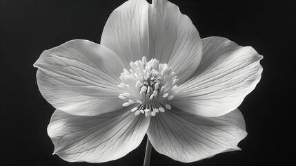   Black and white photo of a flower in a monochrome background