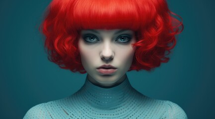 Striking Red-Haired Woman with Intense Gaze