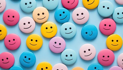 Cheerful Emoji Delight: Smiley Faces Bring Playful Charm to Background