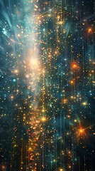 A colorful, starry sky with a blue background