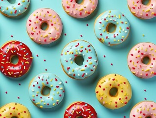 Fototapeta premium Colorful Assortment of Delicious Donuts