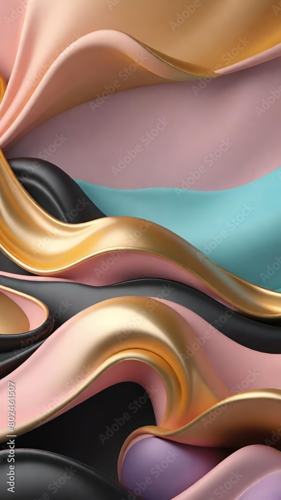 Poster Pastel color soft and smooth wavy lines abstract background.
