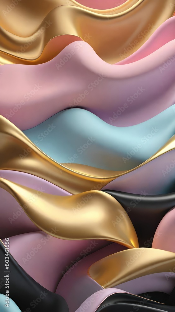 Poster pastel color soft and smooth wavy lines abstract background.